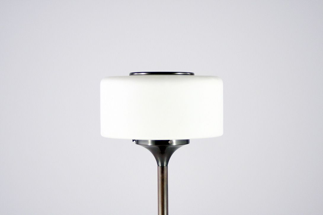 Foto Nickel Plated Floor Lamp with Frosted Glass Top Germany 1969 h130 A1