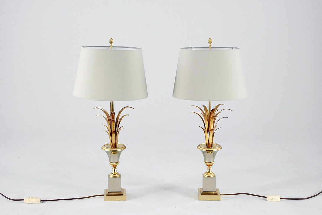 Foto Floral Table Lamp Maison Jansen h70