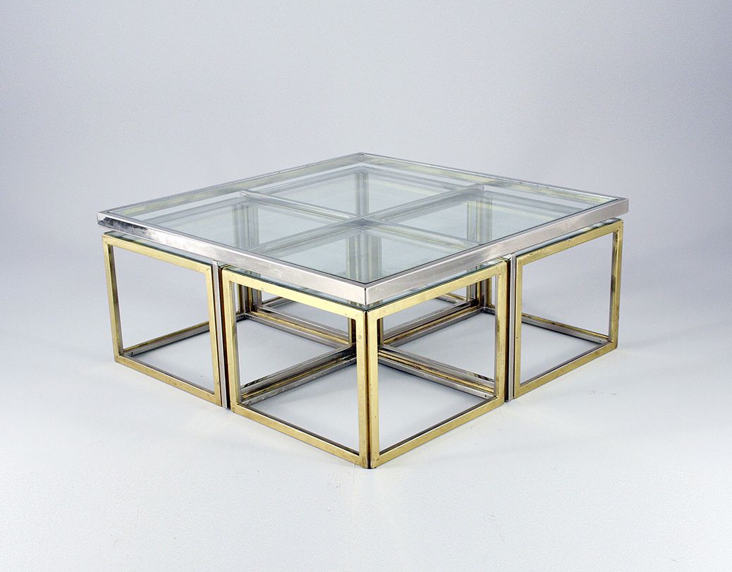 Foto Maison Charles Coffee Table and Side Tables Silver h45x104x104 //
