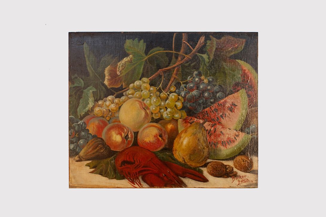 Foto Oil Painting Still Life Fruit and Lobster 44x53cm 28C3