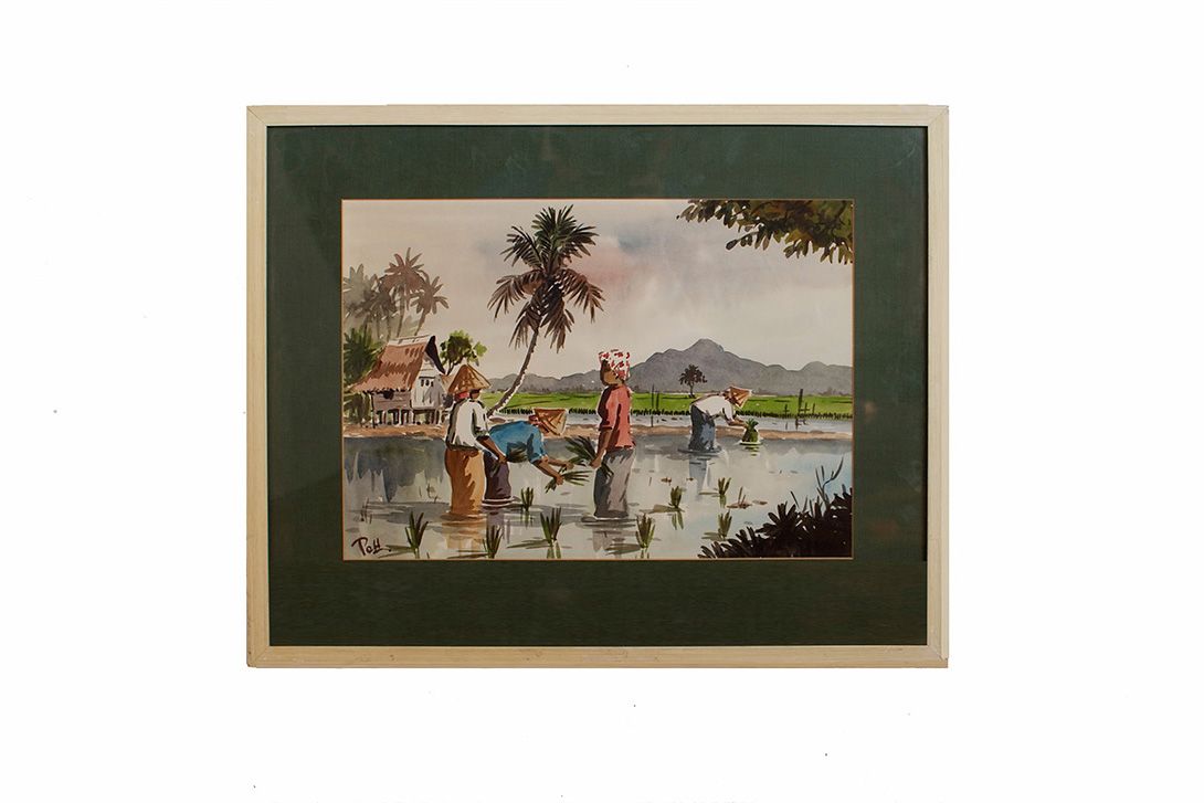 Foto Watercolor Vietnamese Women at the Harvest h42x51 27D2