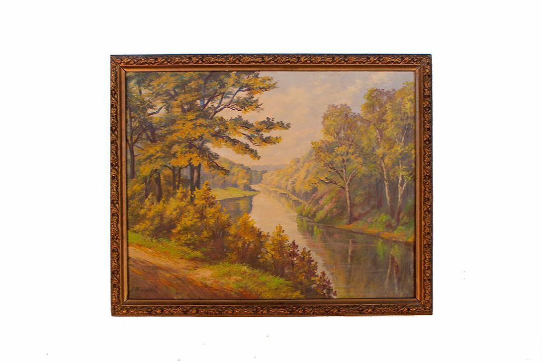 Foto Oil Painting Riverbed Rheingau 1940 h51x62 12C12