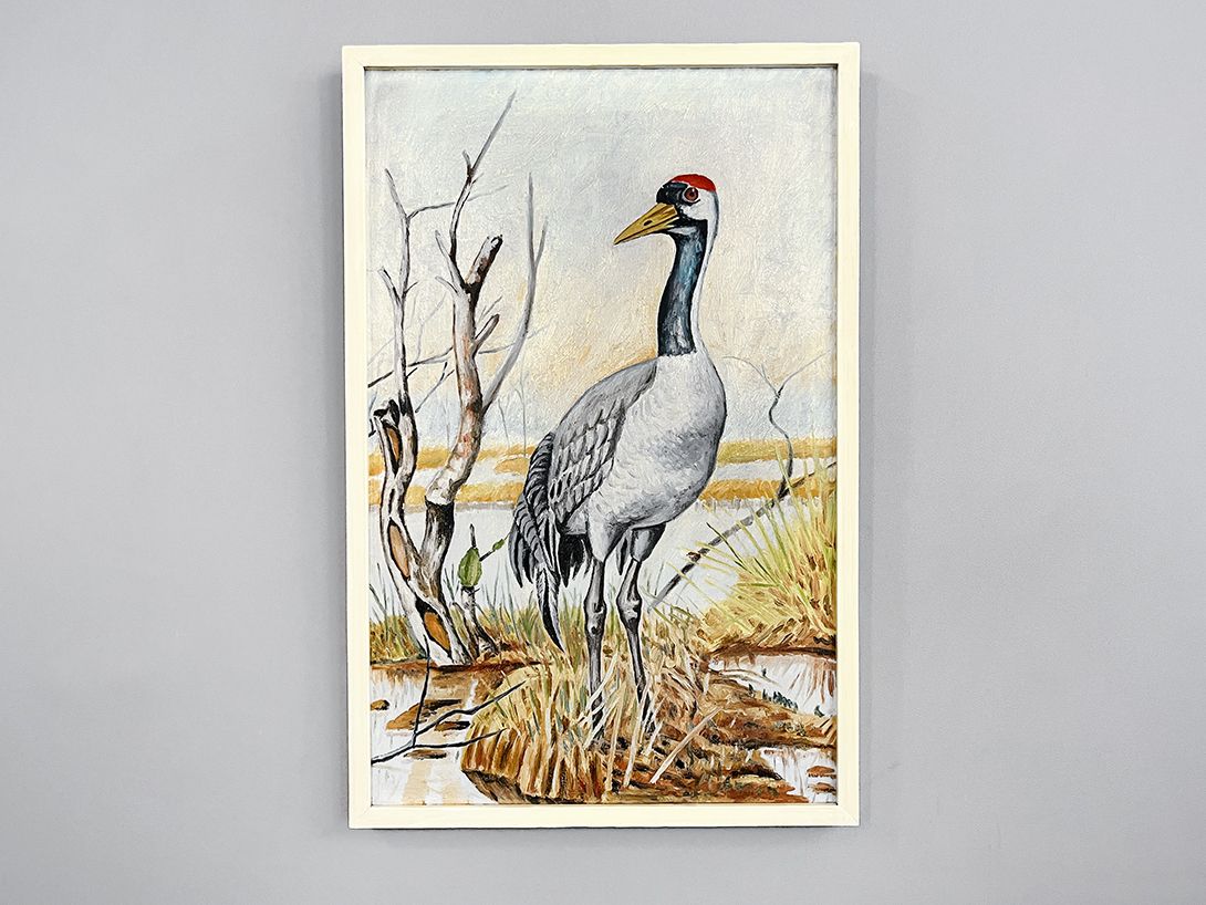 Foto Oil Painting Bird in Swamp Brandenburg 1957 h83x54 31A3