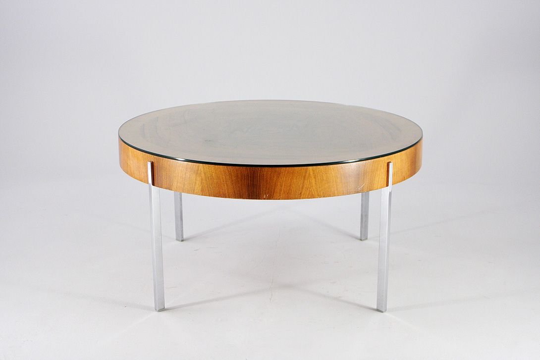 Foto Huge Round Teak Coffee Table 1965 h52x100