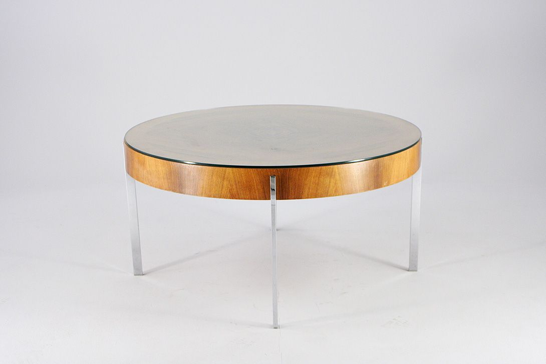 Foto Huge Round Teak Coffee Table 1965 h52x100