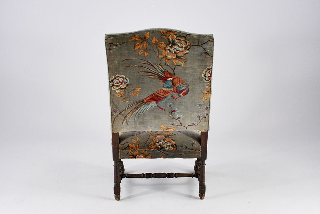 Foto Armchair with Birds on Velvet an Cushion Spreewald 1900