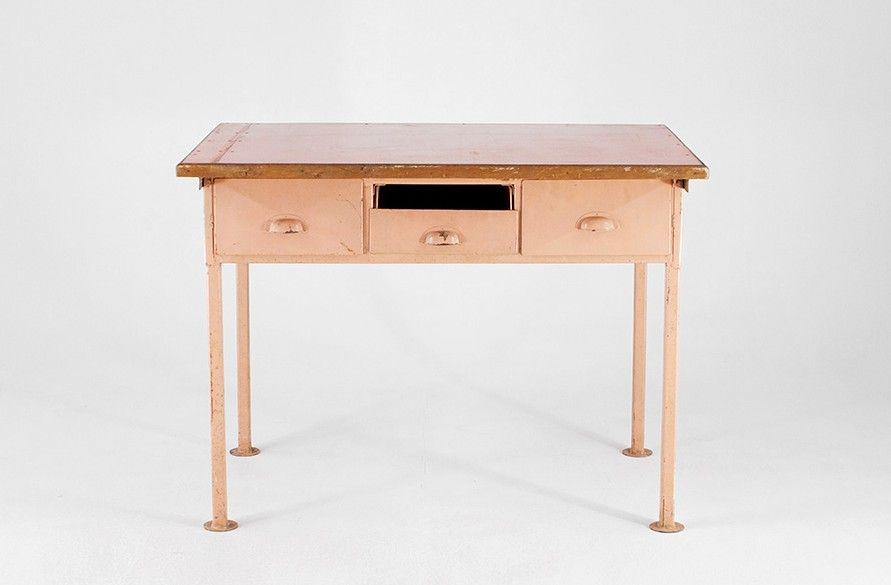 Foto Metal Table Workshop with Lino Surface 1935 h80x70x110