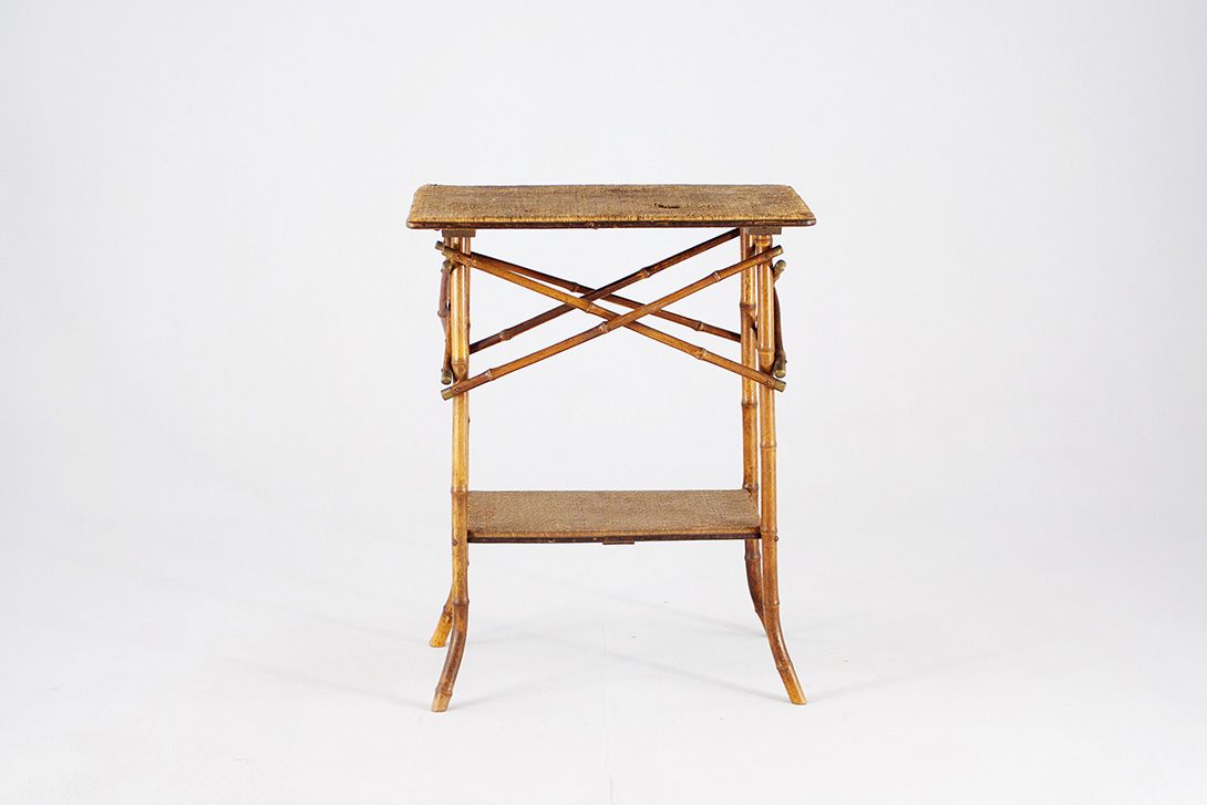 Foto Fragile Bamboo Side Table with Shelf h73x37x58