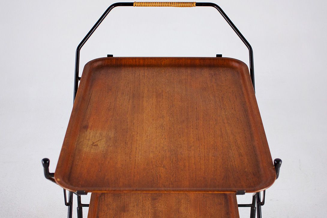 Foto Danish Teak Serving Cart 1959 h68x65x48