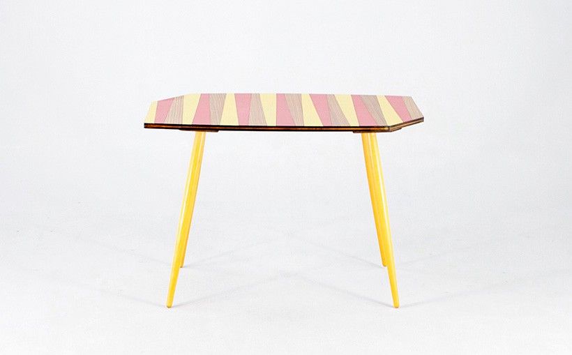Foto Side Table Lino Inlaid Stripes 1971 h55x78x44