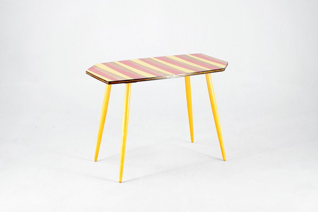 Foto Side Table Lino Inlaid Stripes 1971 h55x78x44