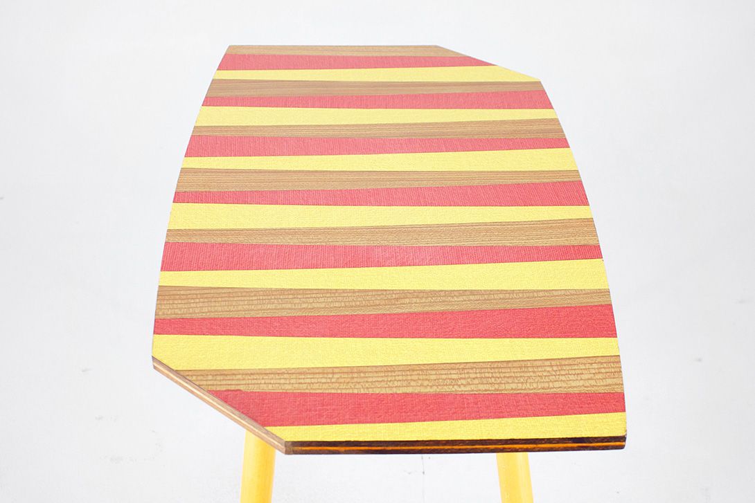 Foto Side Table Lino Inlaid Stripes 1971 h55x78x44
