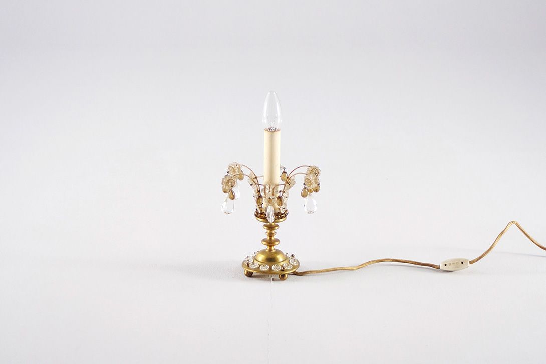 Foto Desk Lamp Glass Flowers h33
