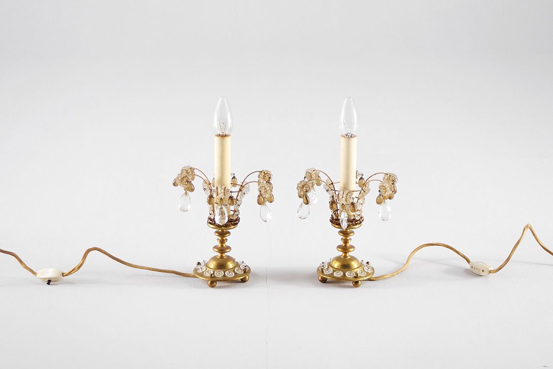 Foto Desk Lamp Glass Flowers h33