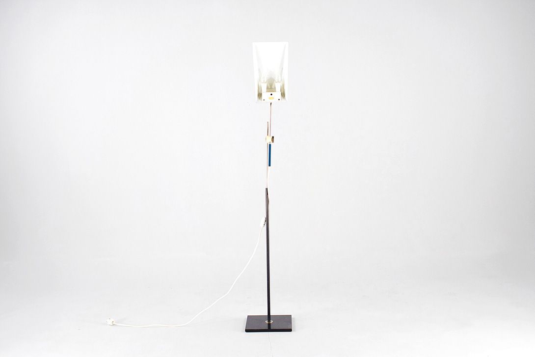 Foto Classic Metal Floor Lamp Blue Shade 1960 h120