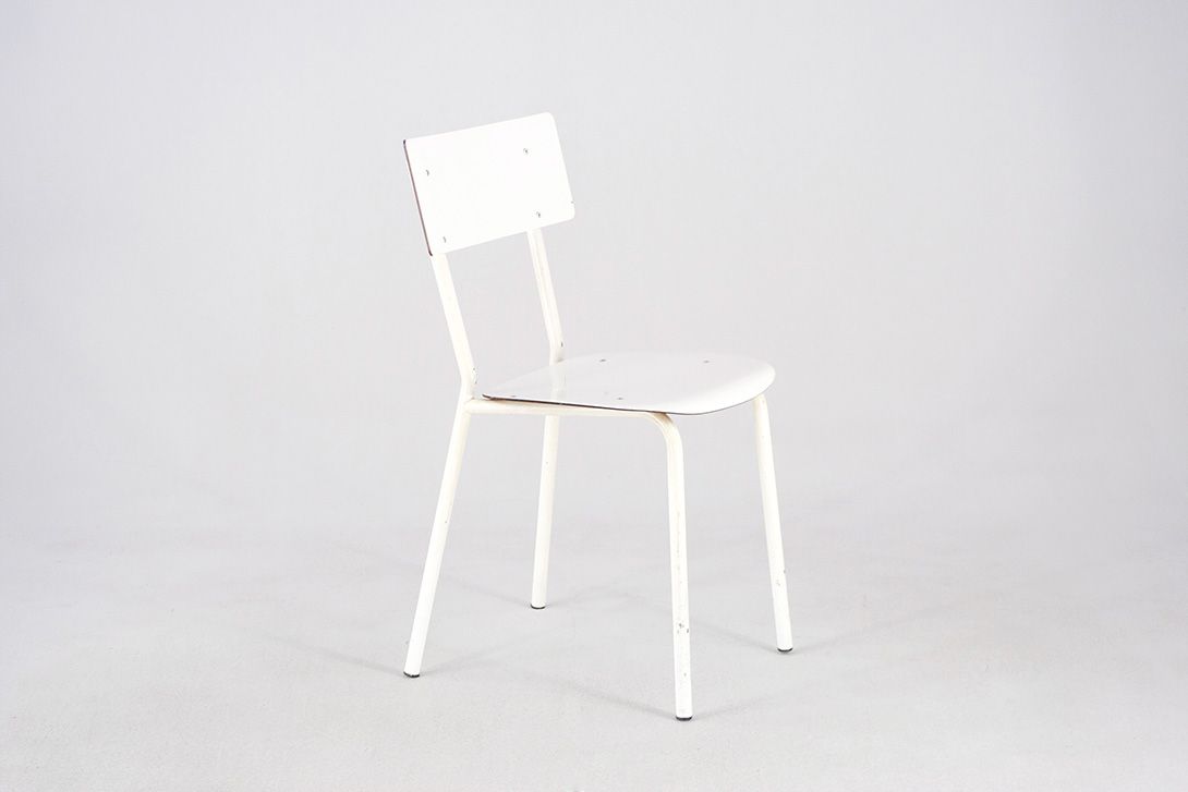 Foto All White German Kitchen Chair with Metal Frame 1959