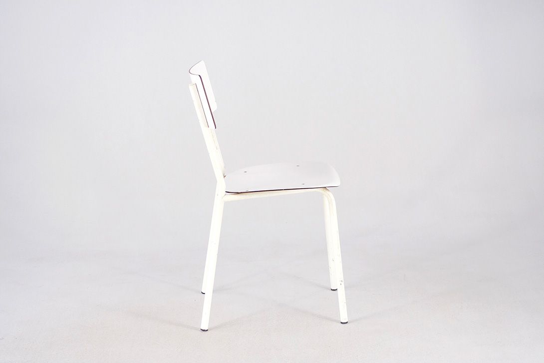 Foto All White German Kitchen Chair with Metal Frame 1959