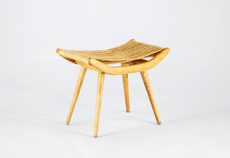 Foto Mid Century Stool with Roped Upholstery Bohemia 1925