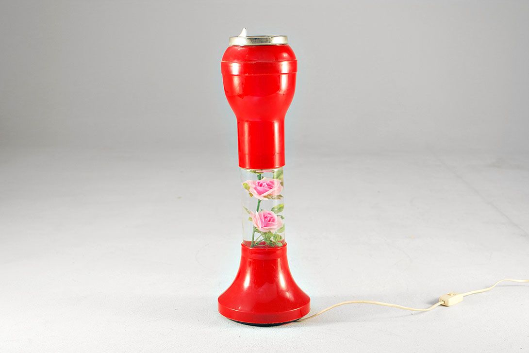 Foto 70&#8217;s Floor Ashtray, Red Plastic, Light, Rose Decor