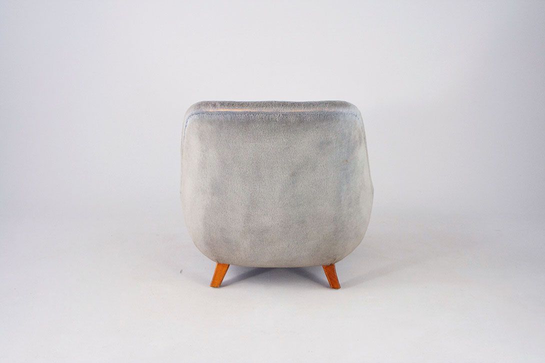 Foto Mid-Century Armchair Faux Fur Grey 1956