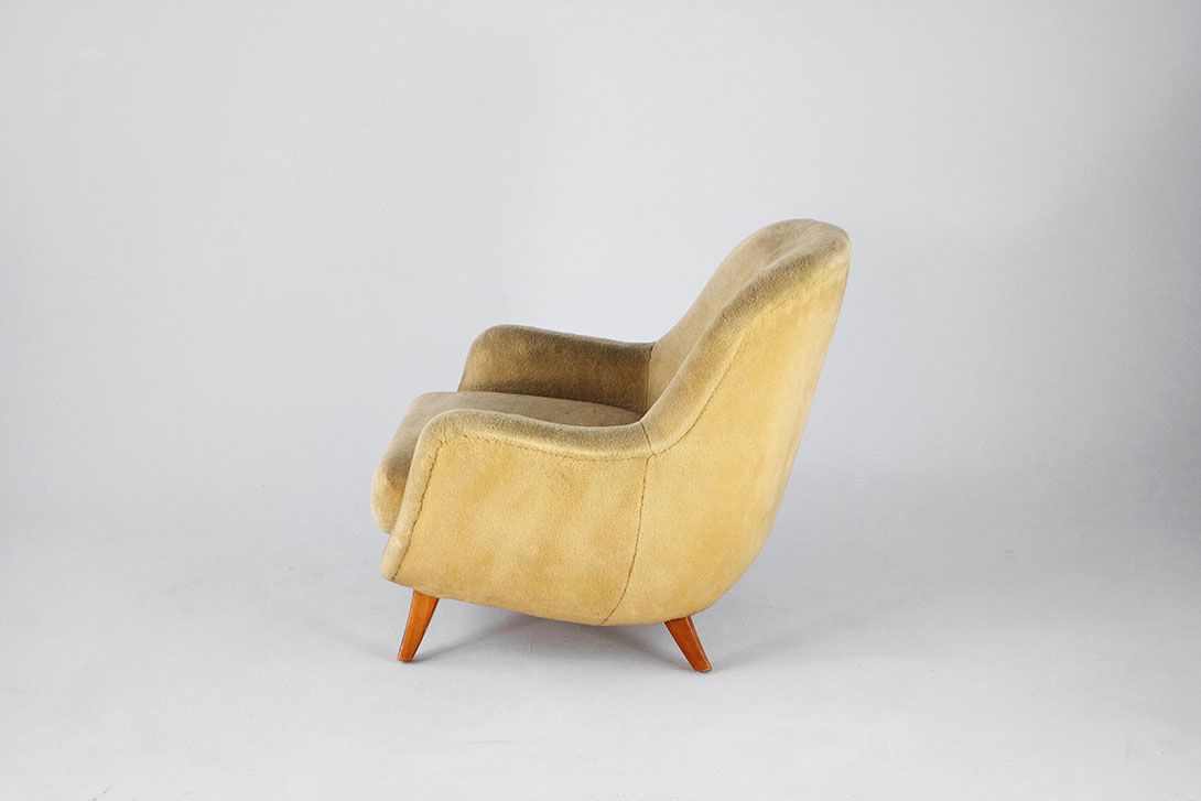 Foto Armchair Greige Velvet Germany 1953