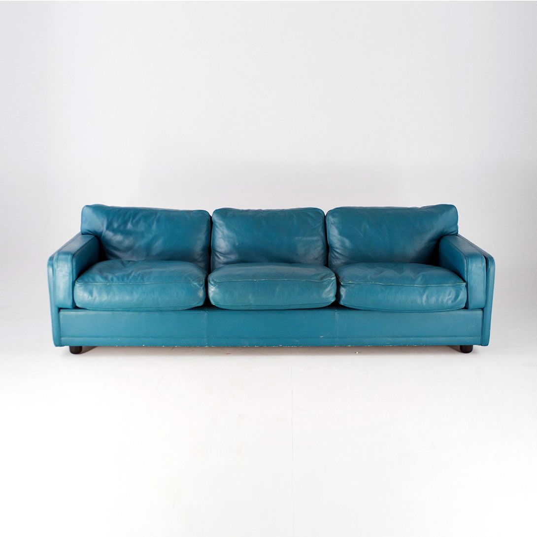Foto Petrol Poltrona Frau Leather Sofa (Three-Seater) Italy 1968