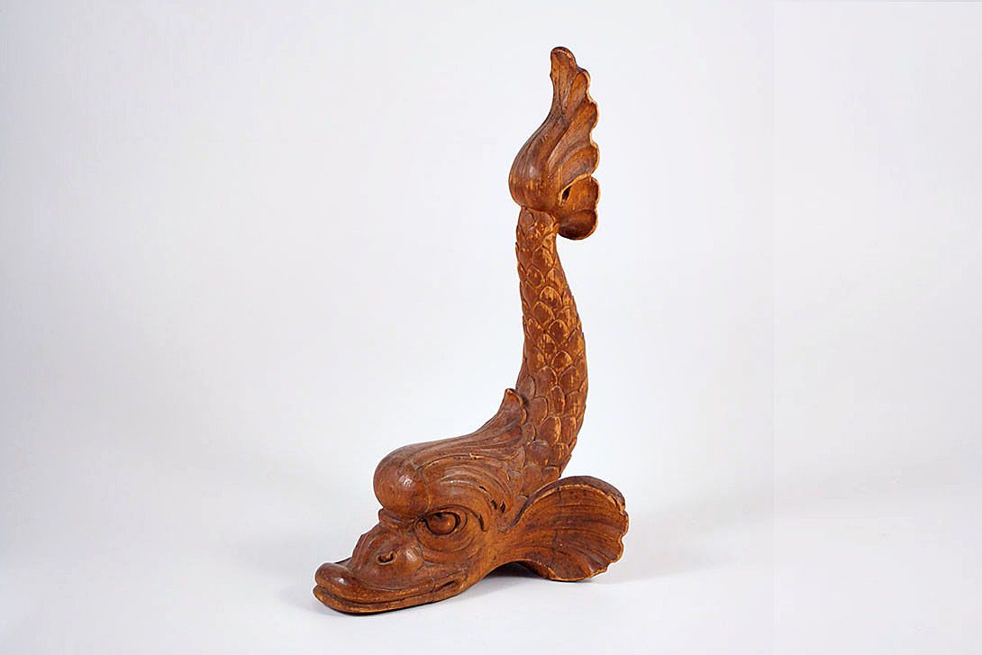 Foto Victorian Wood Sculpture Lurking Dolphin, Beautifully Carved, 1830