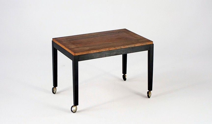 Foto Side Table Pali black Steel on Wheels 1961 h42x41x62