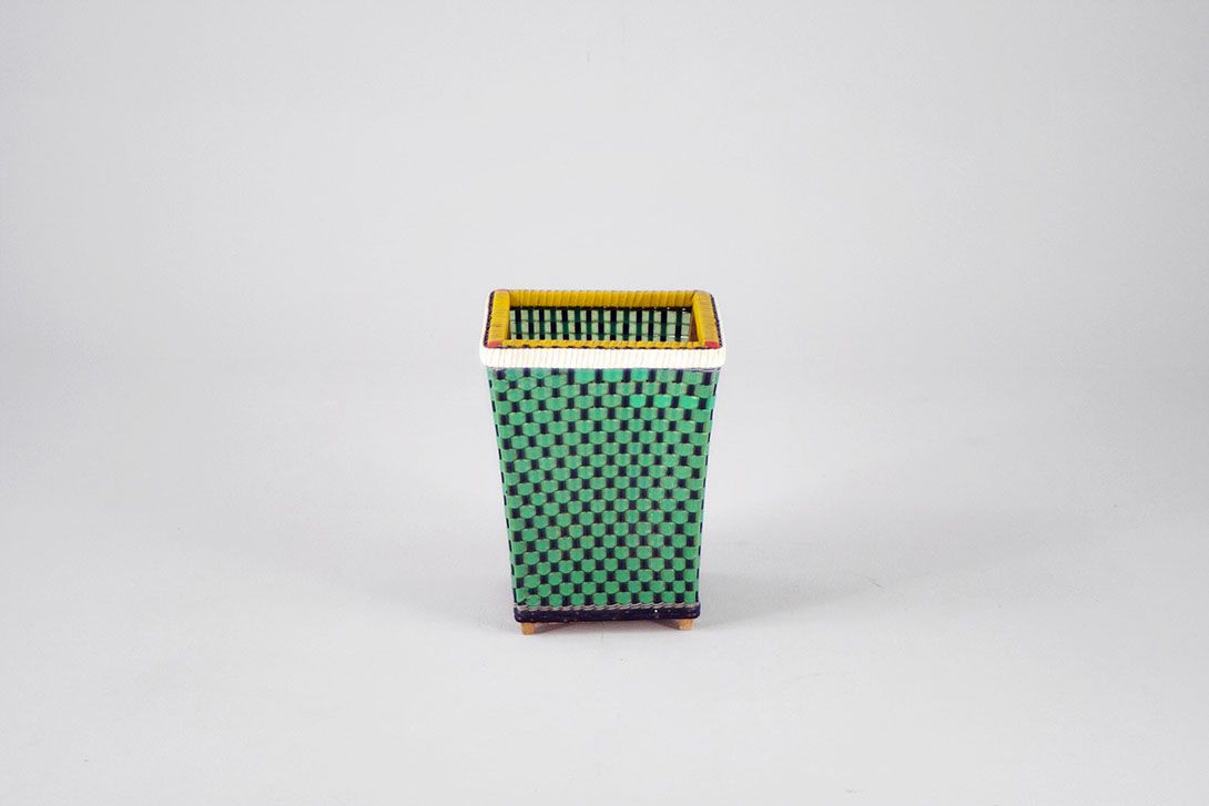 Foto Trapeze Shaped Basket, Green and Black, Plastic