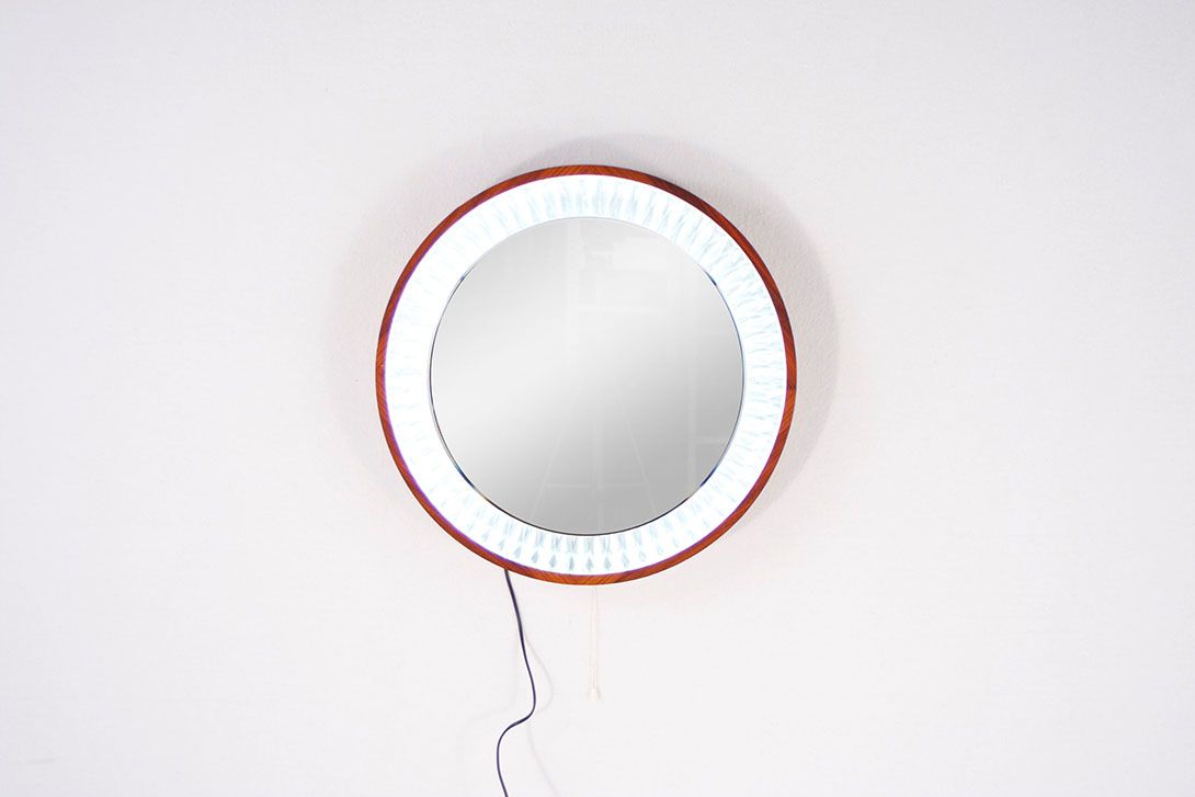 Foto Round Bathroom Mirror Wooden Frame with Light 1967