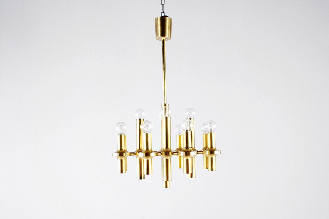 Foto Modern Brass Chandelier Italy 1965 ø45