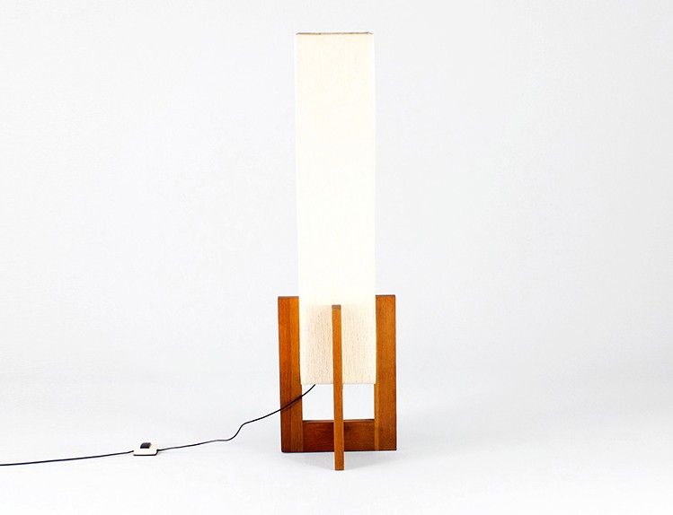 Foto Floor Lamp Teak Base Egypt Papyros Shade 1959 h130 B1