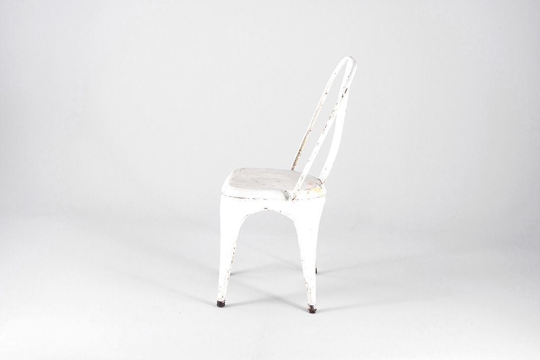 Foto Shabby Tolix Metal Coffee Terrace Chair France 1965