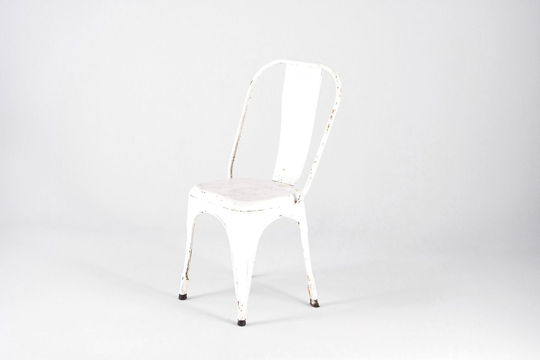 Foto Shabby Tolix Metal Coffee Terrace Chair France 1965