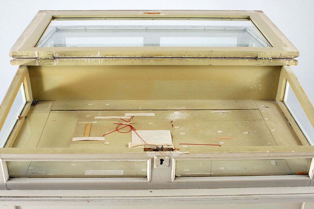 Foto Antique Museum Table Showcase Shabby
