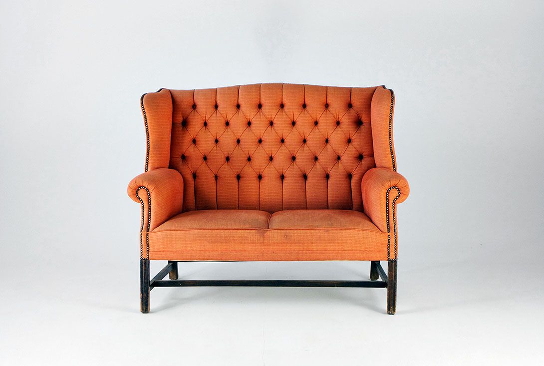 Foto Rosé Fabric Chesterfield Sofa 1960 h101x127x78