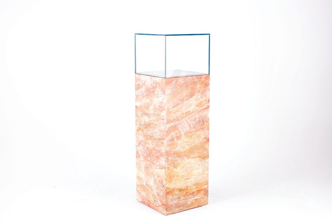 Foto Showcase Column Rosé Marble Look Glass h100-130x40x40
