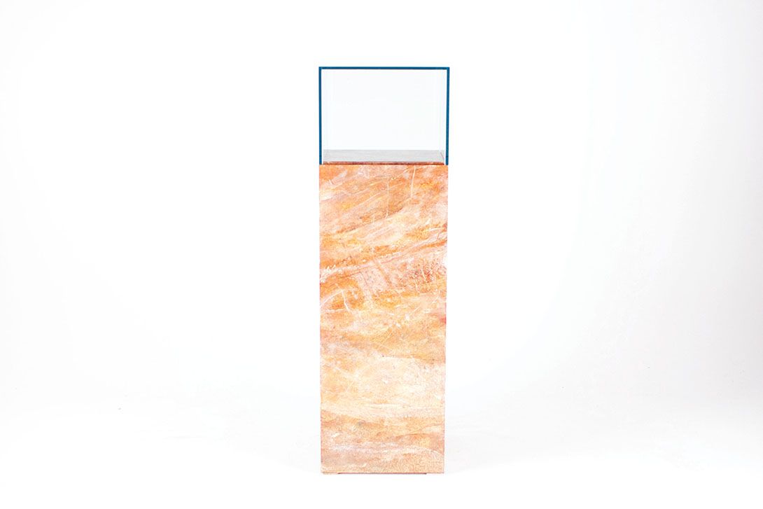 Foto Showcase Column Rosé Marble Look Glass h100-130x40x40