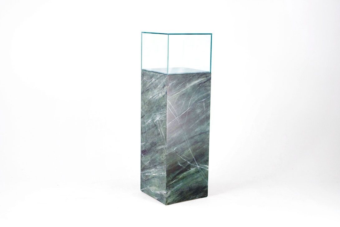 Foto Showcase Column Green Marble Look Glass