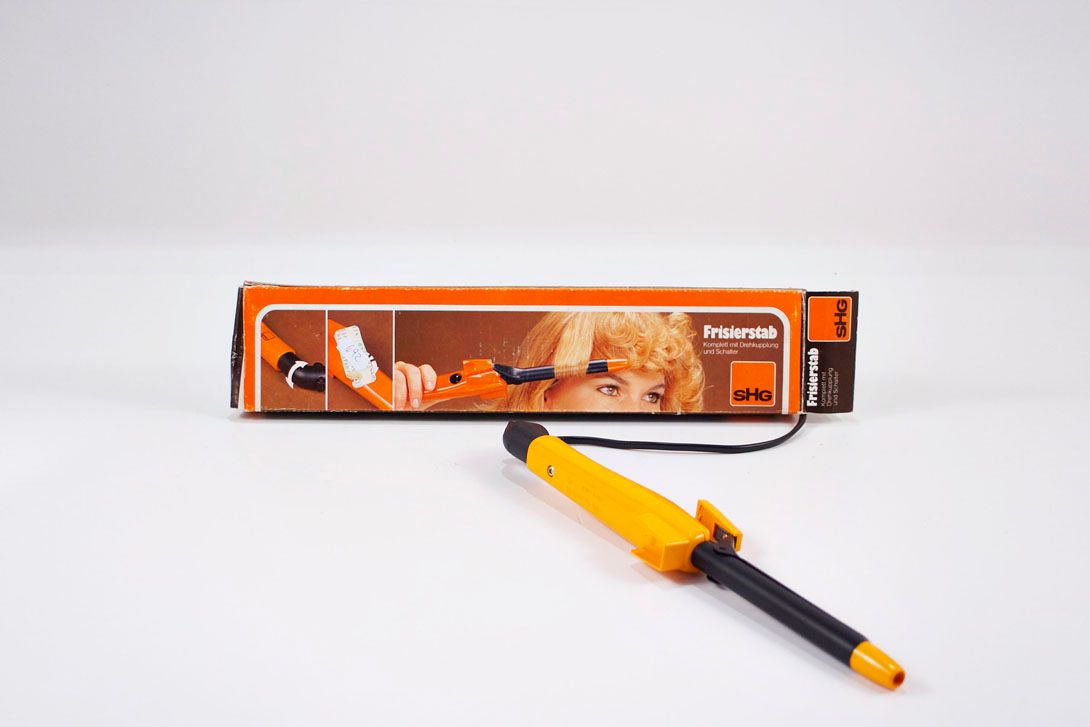 Foto 70&#8217;s Hair Curler / Curling Iron, Yellow/Black, Boxed As New