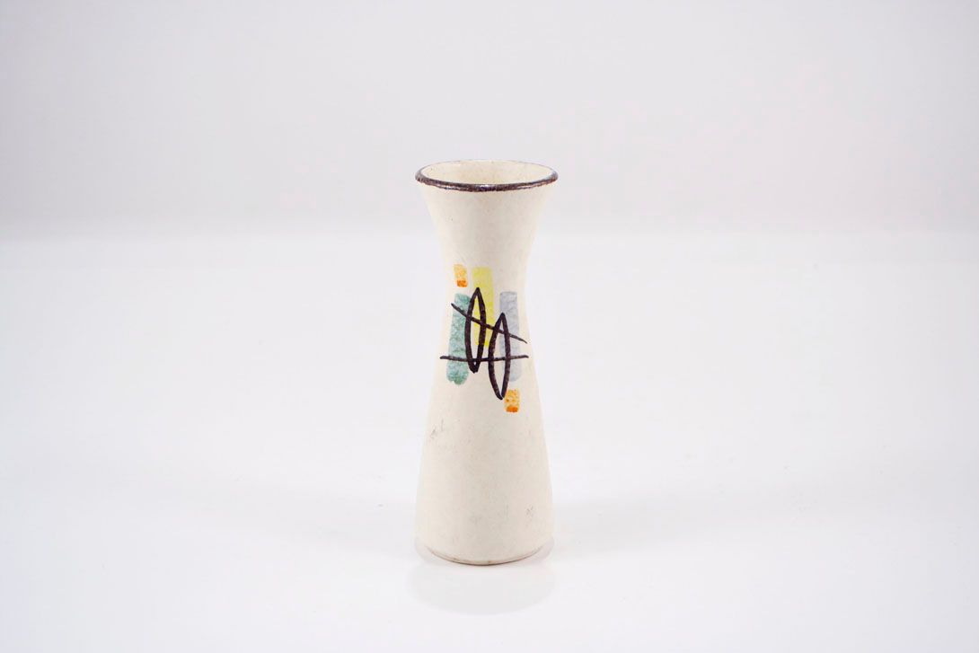 Foto White 50&#8217;s Ceramic Vase, Multicoloured Decor h19 A4