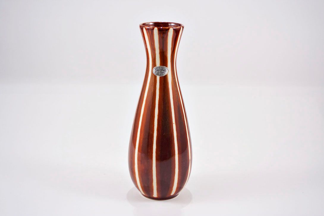 Foto Striped Ceramic Vase by Jasba, Brown/Red/Beige h25 A4