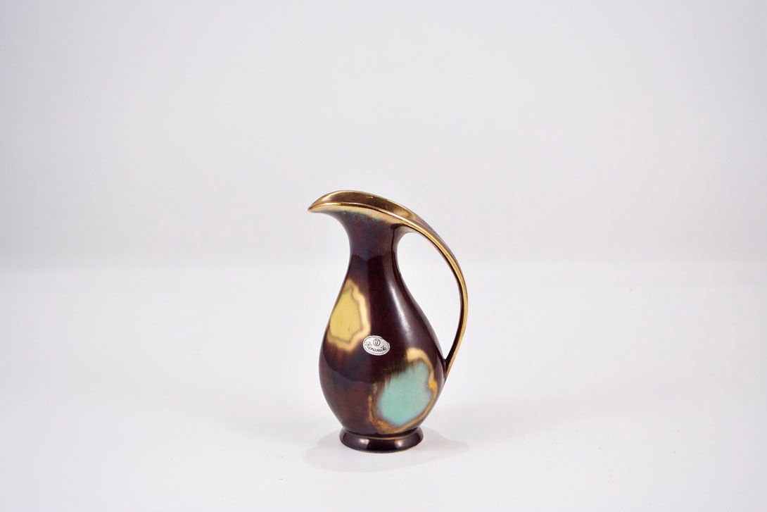 Foto Ceramic Jug Vase, Brown/Gold h18 B4