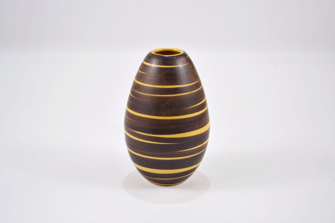 Foto Ceramic Vase, Striped, Black/Brown/Yellow h17 A4