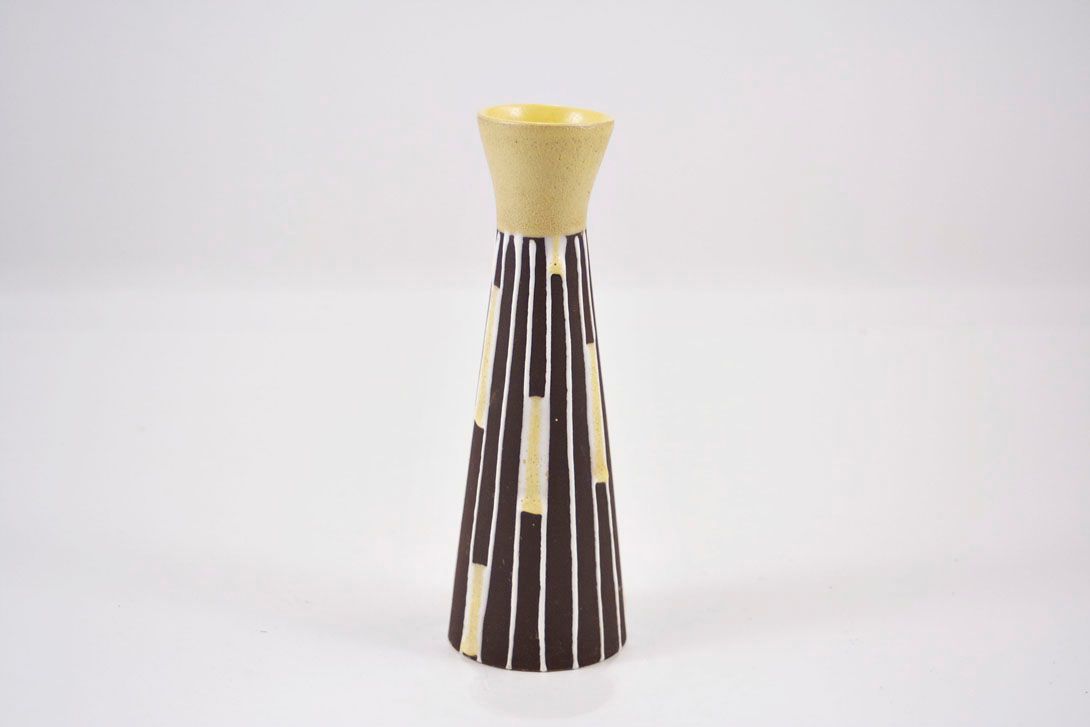 Foto Ceramic Vase, Lines &#038; Squares, Brown/Yellow h22 B5