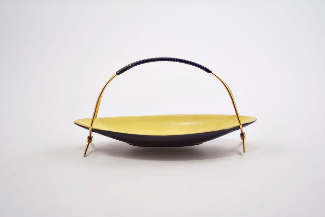 Foto Ceramic Bowl, Pale Yellow, Brass Handle