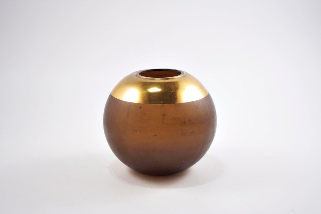 Foto Round Glass Vase with Golden Top h18