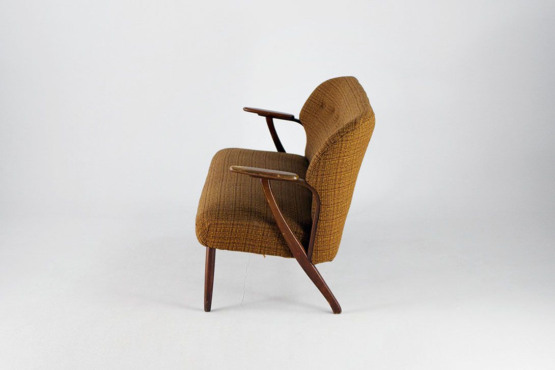 Foto Brown Checked Sofa Germany 1950 h80x133x73