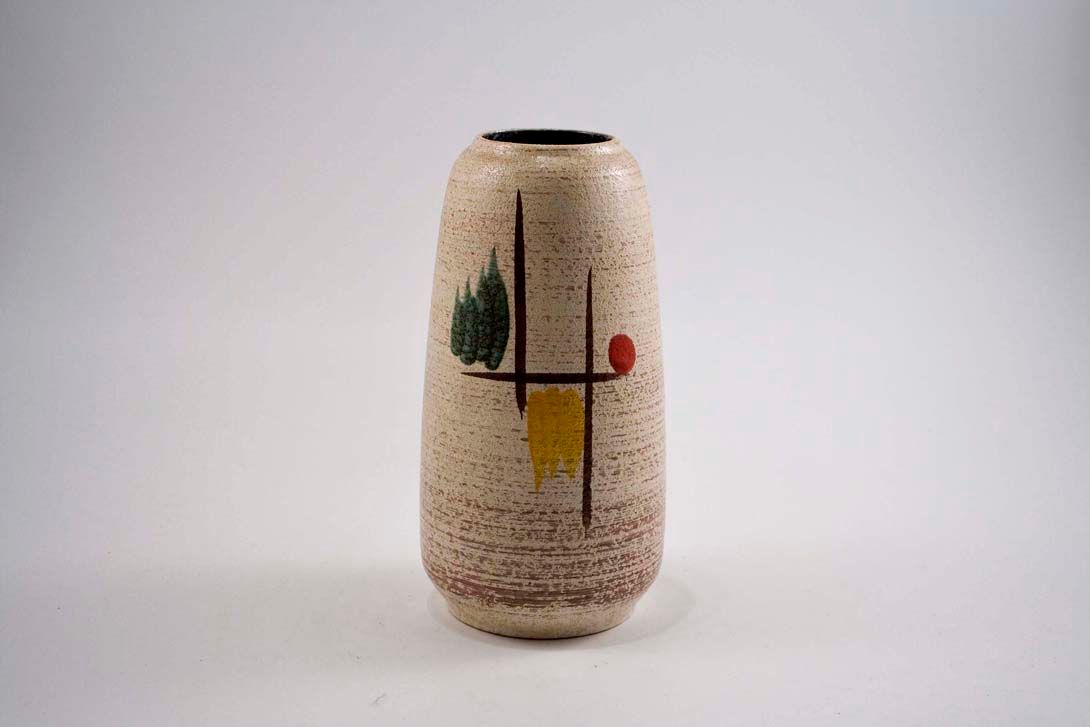Foto 50&#8217;s Ceramic Table Vase, Beige &#038; multicoloured decor h24 B5