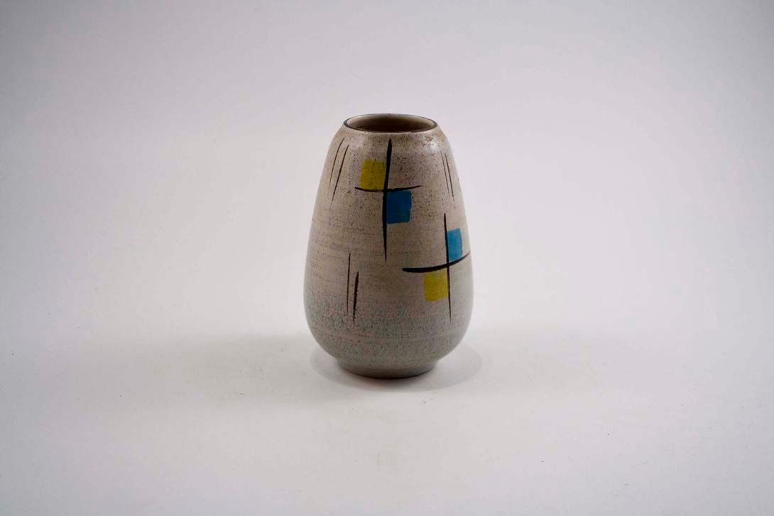 Foto 50&#8217;s Ceramic Table Vase, Beige, Geometric Decor, Mondrian Style #2 A4